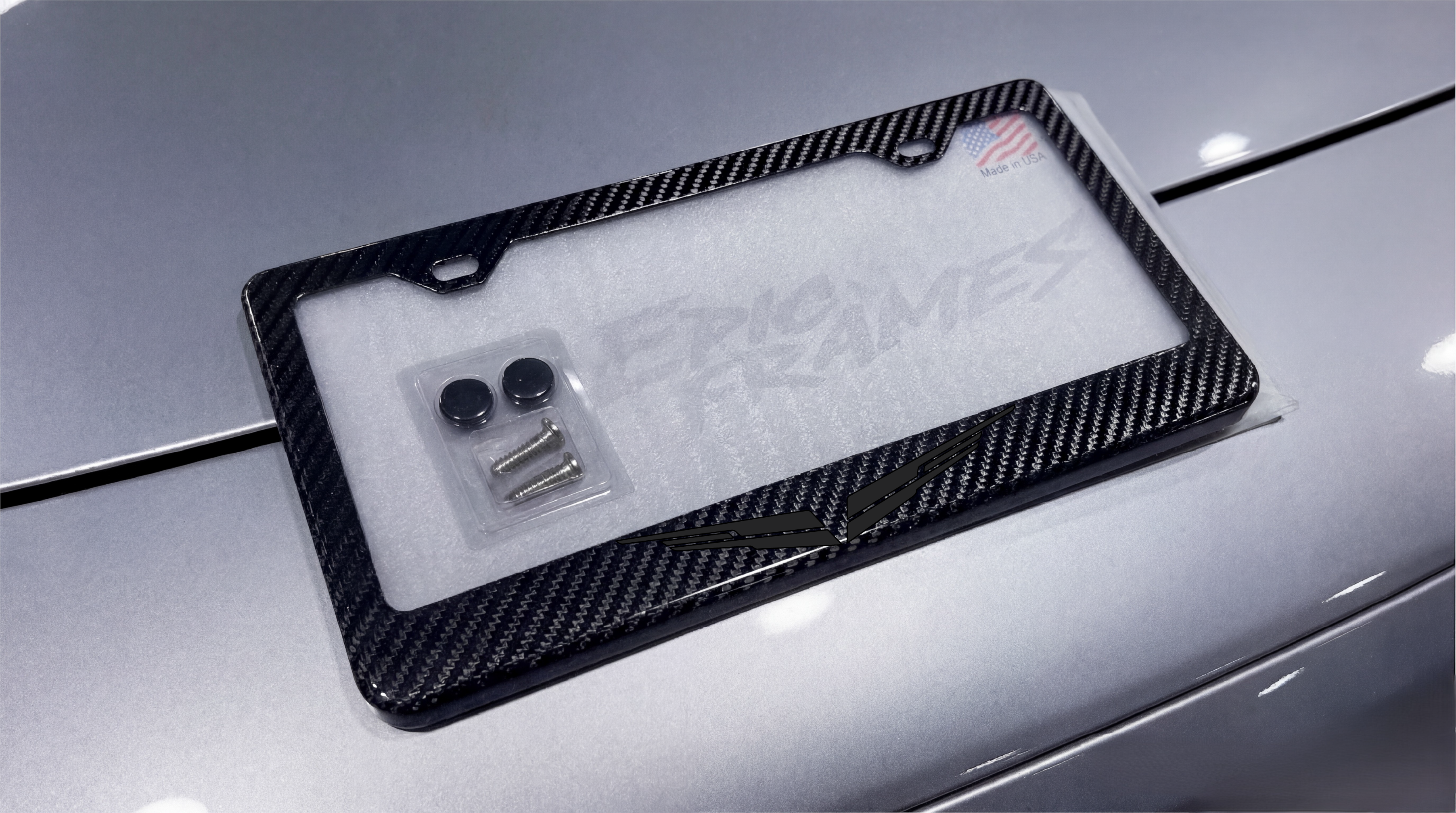 Black on Black Cadillac Blackwing Carbon Fiber License Plate Frame