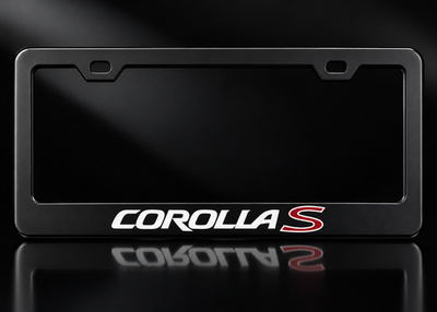 Toyota Corolla S License Plate Frame Black Metal White Red Logo