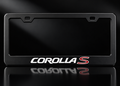 Toyota Corolla S License Plate Frame Black Metal White Red Logo