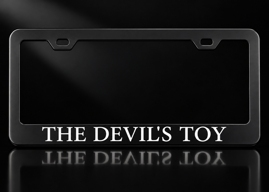 The Devil's Toy License Plate Frame Black Metal