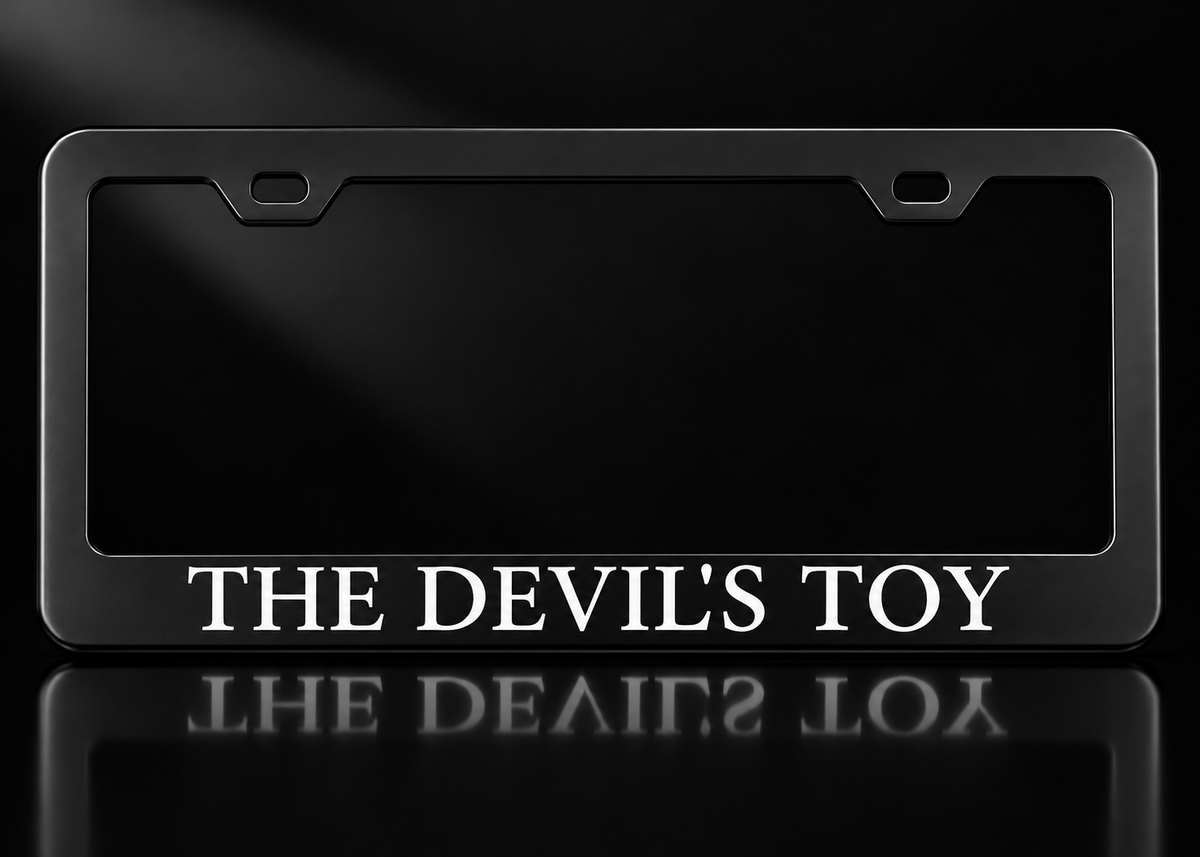 The Devil's Toy License Plate Frame Black Metal