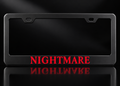Nightmare Red Lettering License Plate Frame Black Metal