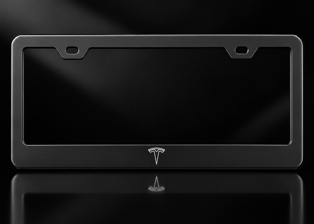 Tesla Outline Logo License Plate Frame Black Metal