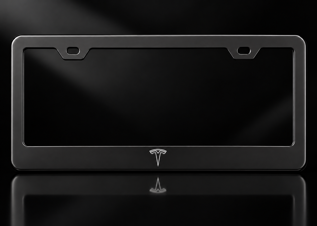 Tesla Outline Logo License Plate Frame Black Metal