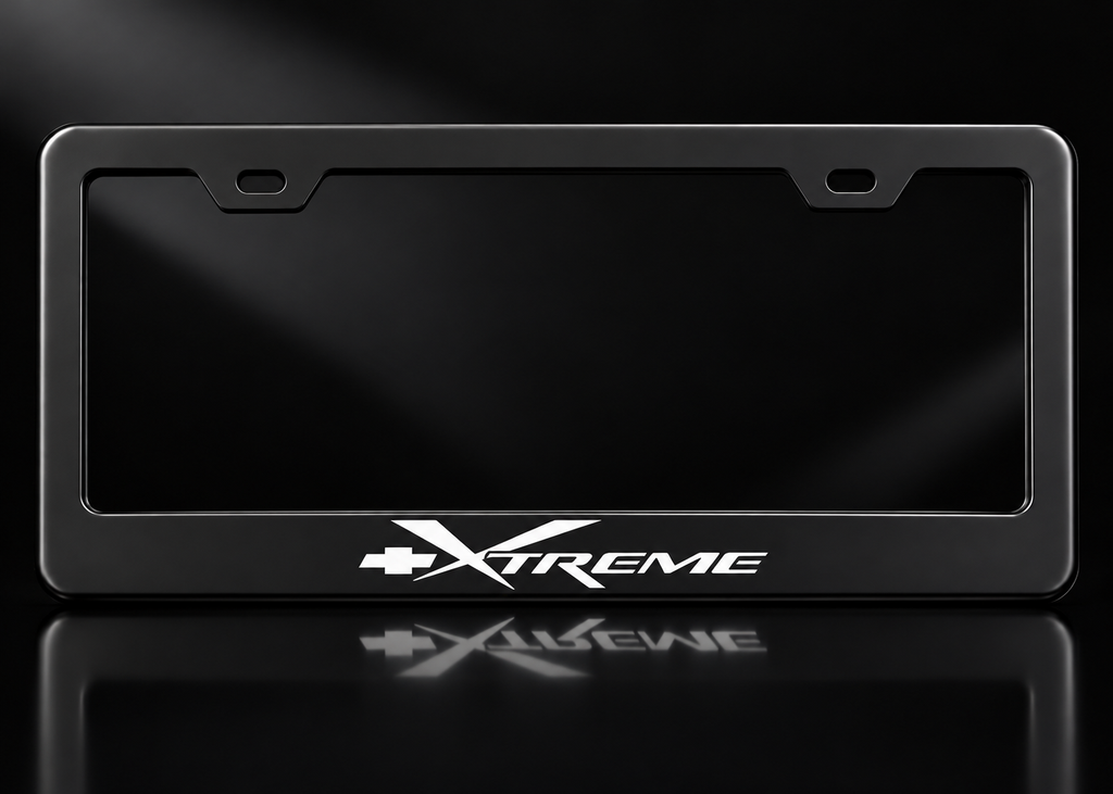 Chevy Xtreme Logo License Plate Frame Black Metal