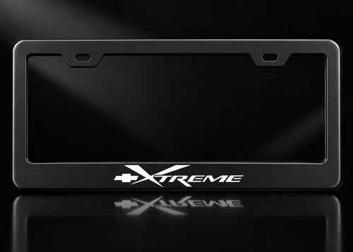 Chevy Xtreme Logo License Plate Frame Black Metal