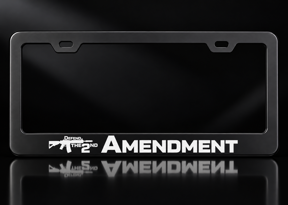 Defend the 2nd Amendment License Plate Frame Black Metal