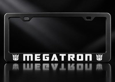 Megatron Transformers License Plate Frame Satin Black Metal