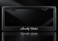 Locally Hated White Script License Plate Frame Satin Black Metal