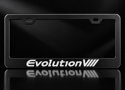 Mitsubishi Lancer Evolution VIII License Plate Frame Black Metal