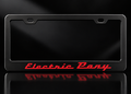 Electric Pony License Plate Frame Black Metal Red Script