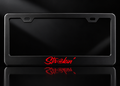Strokin' Turbo Diesel License Plate Frame Black Metal Red Powerstroke