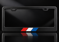 Red White Blue Stripes License Plate Frame Black Metal USA Style