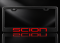 Scion License Plate Frame Black Metal Red Logo