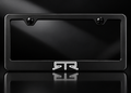 RTR License Plate Frame Black Metal White Logo Mustang Style