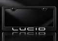 Lucid License Plate Frame Black Metal White Logo