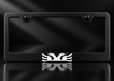 Albanian Double Headed Eagle License Plate Frame Black Metal White
