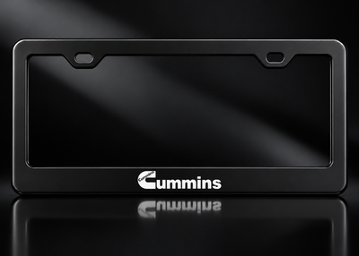 Cummins License Plate Frame Black Metal White Logo Diesel Truck