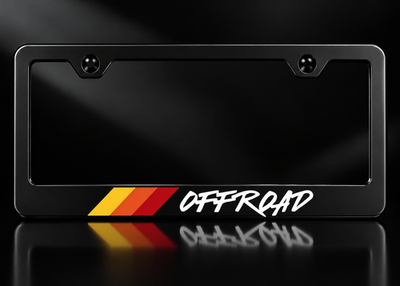 Retro Offroad Tricolor Stripes License Plate Frame Black Metal