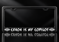 CX404 Is My Copilot Dog License Plate Frame Black Metal