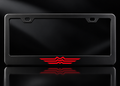 Retro Mazda Red Three Stripe Logo License Plate Frame Black Metal