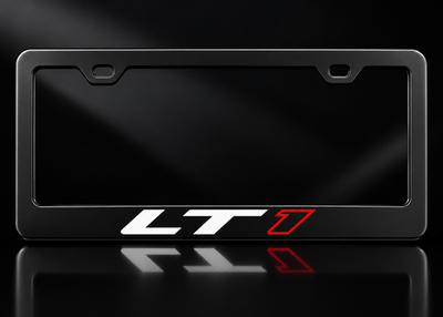 LT1 White Red Logo License Plate Frame Black Metal for Camaro Corvette