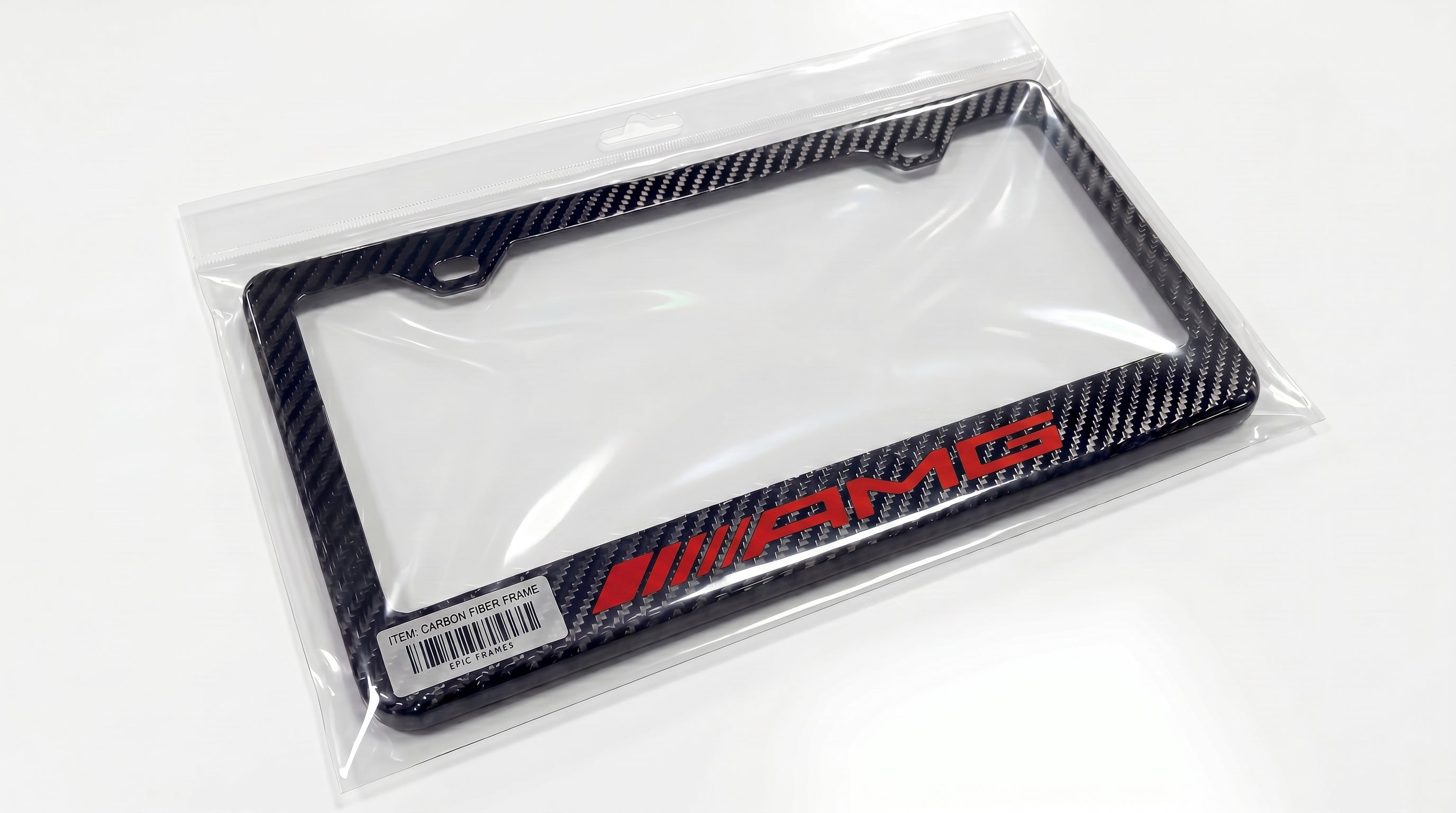 Red AMG Mercedes Benz Carbon Fiber License Plate Frame