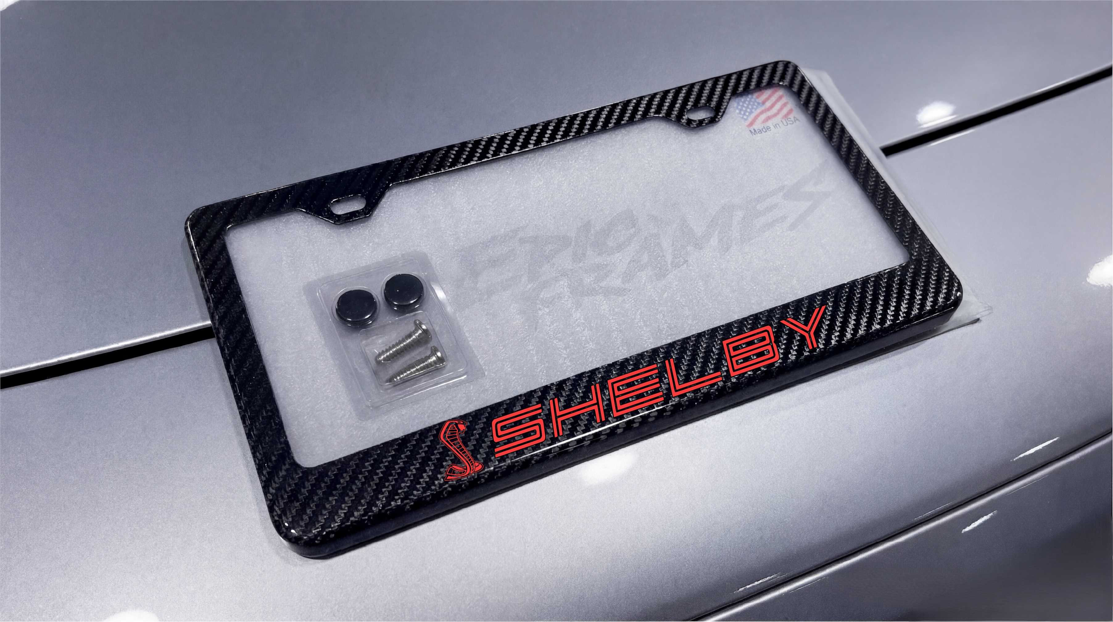 Shelby GT500 Mustang Carbon Fiber License Plate Frame RED