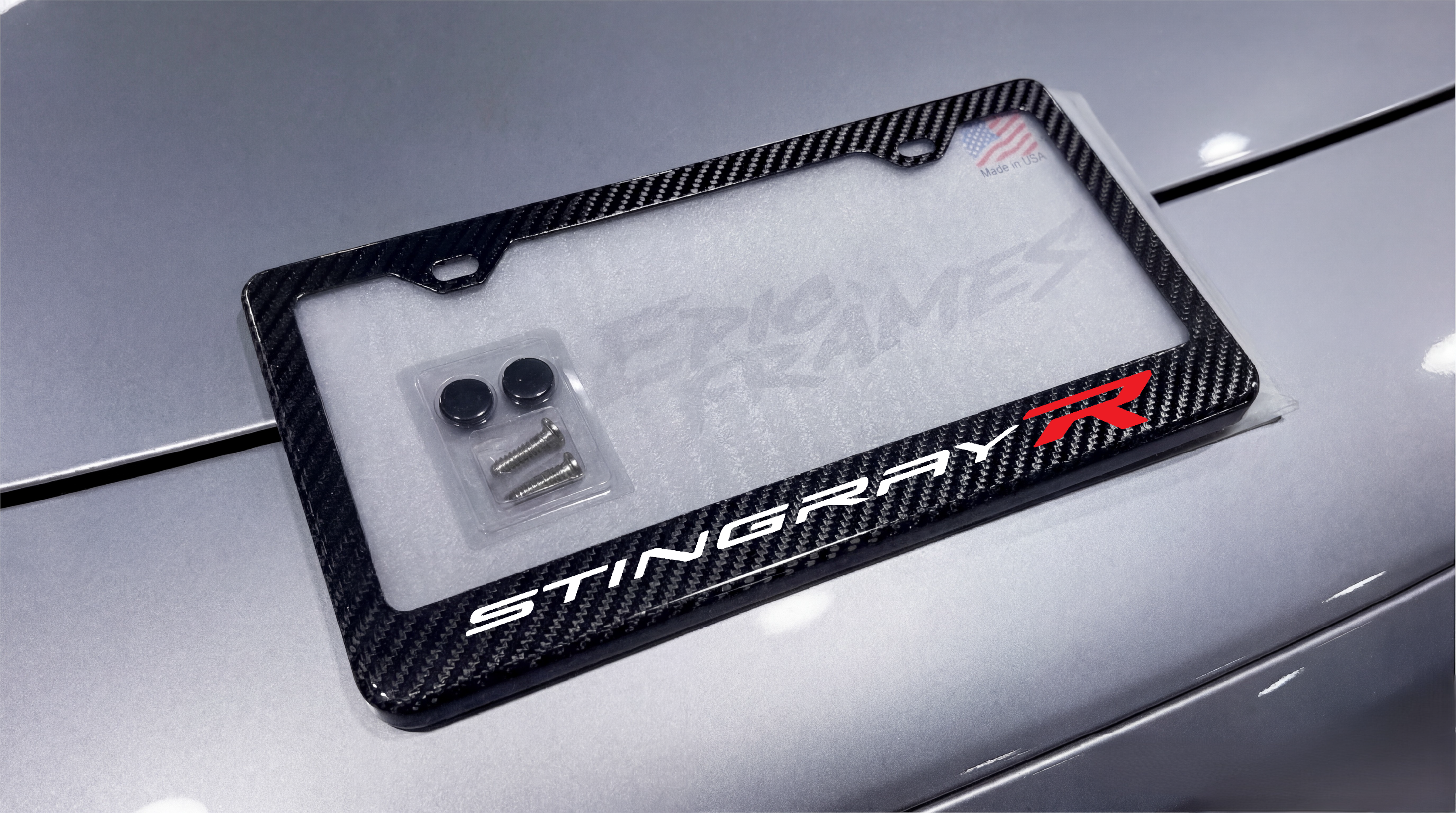 Corvette Stingray R Carbon Fiber License Plate Frame
